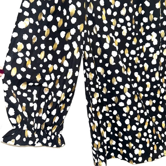 Black with White and Gold Polka Dots Blouse - Picture 2 of 4
